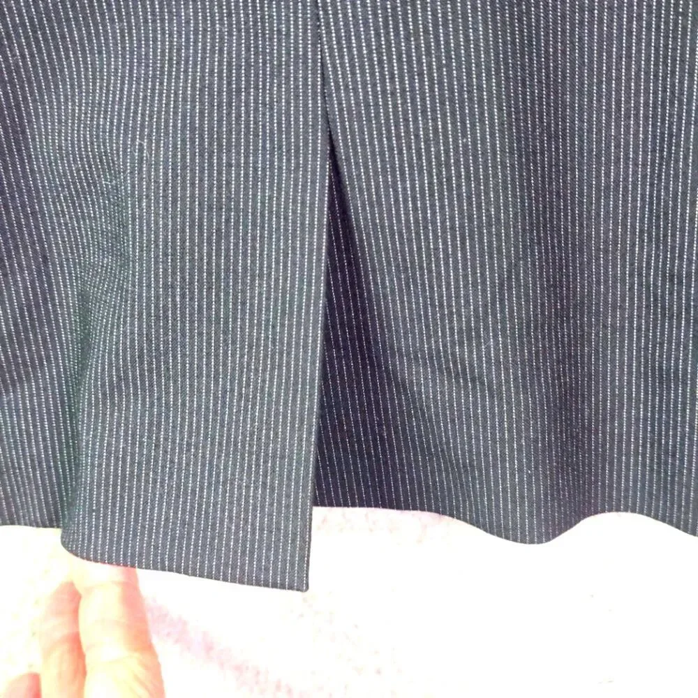 Tahari ASL Blazer Black Gray Pinstripe 12P Structured Career Petite